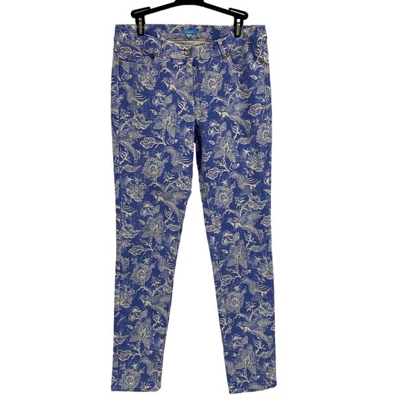 J. McLaughlin Lexi Blue White Mini Buenavista Jean Size 8 - Picture 1 of 10